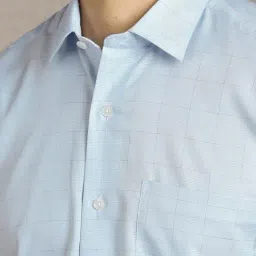 Louis Philippe Blue Cotton Regular Fit Checks Shirt image 4