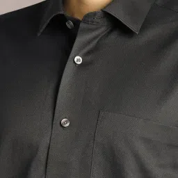 Louis Philippe Black Cotton Regular Fit Shirt image 4
