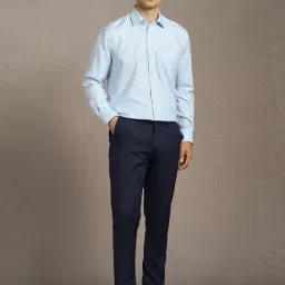 Louis Philippe Blue Cotton Regular Fit Checks Shirt image 5