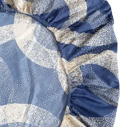 HOSTA HOMES Navy Blue & Beige Geometric 300 TC Single Bedsheet with 1 Pillow Covers image 2