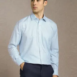 Louis Philippe Blue Cotton Regular Fit Checks Shirt-picture-19