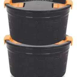 Magnus Black Stainless Steel Microwave Safe Steam Lock Kitchen Food Storage Containers With Lid  - Set of 2-image-10