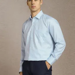 Louis Philippe Blue Cotton Regular Fit Checks Shirt image 3