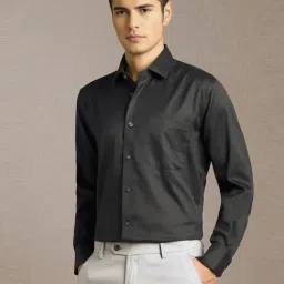 Louis Philippe Black Cotton Regular Fit Shirt image 3