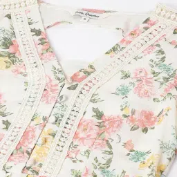 Latin Quarters White & Pink Floral Print A Line Dress image 5