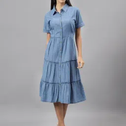 Latin Quarters Blue Regular Fit Shirt Dress-picture-28