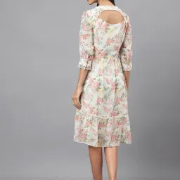 Latin Quarters White & Pink Floral Print A Line Dress image 2