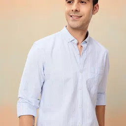 Mast & Harbour Men Standard Striped Pure Cotton Casual Shirt-picture-36