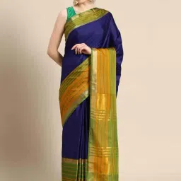 Silk Land Blue & Green Silk Woven Saree With Unstitched Blouse-picture-34