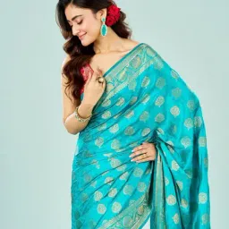 Mohey Green Art Silk Printed Saree image 4