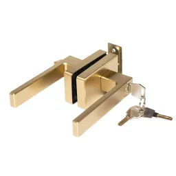 Ebco Mortise Handle Lock Brushed Gold Finish Metal Body for Sliding Partition System (With Keys), MHLK-SPS-BG (Set of 2)-image-1