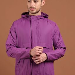 HOUSE OF VEDAS Men Hooded Solid Windcheater Puffer Jacket-picture-9