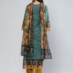 Meena Bazaar Women Floral Printed Regular Kurta Trousers With Dupatta image 5