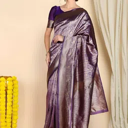 VASTRAHUT Ethnic Motifs Woven Design Zari Banarasi Saree-picture-34