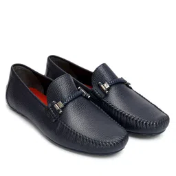 ROSSO BRUNELLO Men Textured Leather Formal Loafers Shoes image 3