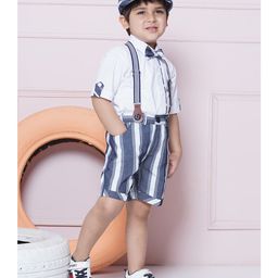 AJ Dezines Half Sleeves Checks 4 Piece Party Set - Blue-picture-9