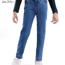 arias by lara dutta Arias Cotton Woven Full Length Solid Denim Jeans With Belt - Royal Blue-picture-10
