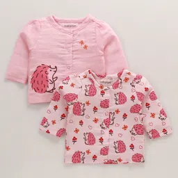 Babyoye Cotton Woven Full Sleeves Jhablas With Floral & Animal Print Pack of 2 - Light Pink-picture-21