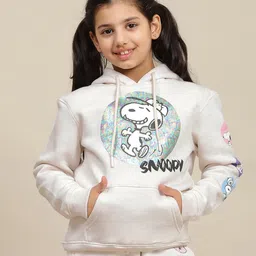 Kidsville Peanuts Featuring Full Sleeves Snoopy Printed Hoodie - Grey-image-60