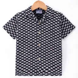 Dapper Dudes Half Sleeves Threadwork Detailed Shirt - Black-picture-20