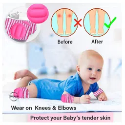 Babymoon Padded Kids Knee Elbow Protection Pads (Pack of 2 - Red & Green image 2