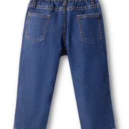 Babyhug Full Length Washed Denim Jeans with Stretch - Dark Blue image 2