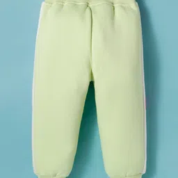 Little Kangaroos Fleece & Wollen Knit Full Length Cut & Sew Bottom Wear With Floral Print - Light Green & White image 2