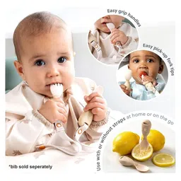 BiBaDo Handi Cutlery Set for Baby - Easy-Grip Spoon & Fork with Attachable Straps - Brown image 2