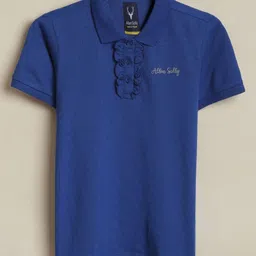 Allen Solly Junior Girls Solid Polo Collar Cotton T-shirt-picture-17