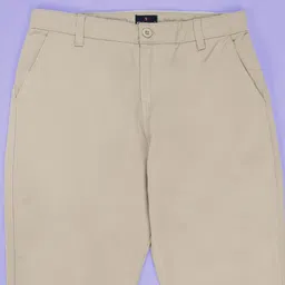 Kiddopanti Cotton Woven Solid Twill Regular Fit Chinos Pant With Adjustable Waist Elastic - Beige image 4