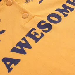 Pine Kids Cotton Knit Full Sleeves Hooded Sweatshirt with Floral Print - Mustard image 5