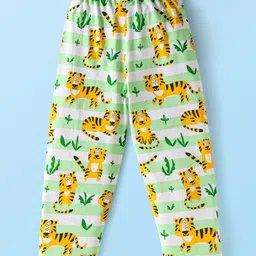 Babyhug Cotton Knit Full Sleeves Animal Printed Night Suit - Light Green image 5
