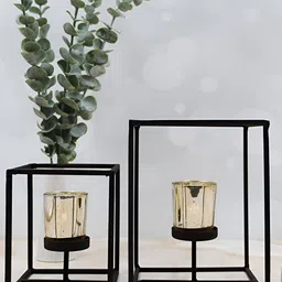 HOSLEY Black Set of 2 Candle Holder-picture-2