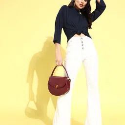 Veni Vidi Vici Women Deep Navy Blue Sleek Top image 1