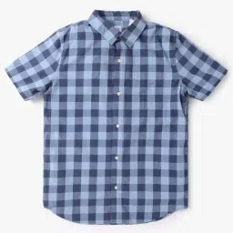 GAP Boys Blue Regular Fit Checks Short Sleeves Shirt-image-83