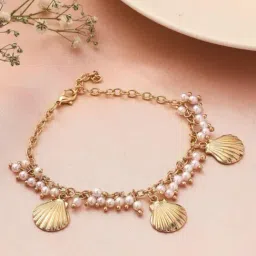 Priyaasi White Pearls Contemporary Link Charms Bracelet-image-83