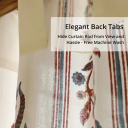 Peepul Tree Off White Cotton Floral Curtain (7 ft) image 5