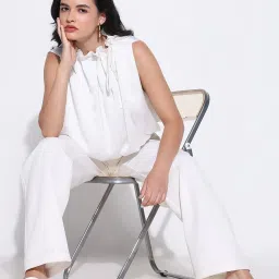 showoffff Showoff White Satin Regular Fit Top image 5