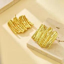 DressBerry Stainless Steel 18K Gold-Plated Contemporary Shaped Studs-image-70