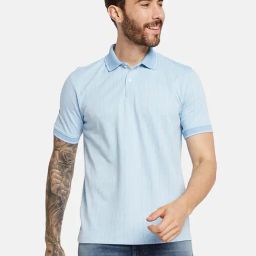 Octave Sky Cotton Regular Fit Striped Polo T-Shirt-picture-36