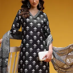 HERE&NOW Printed Kurta with Salwar & Dupatta-picture-41
