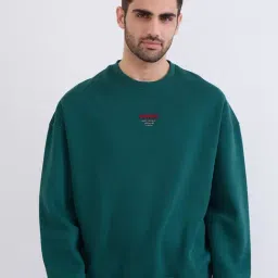 Spykar Botanical Green Cotton Poly Regular Fit Sweatshirt-image-74