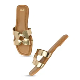 Styli Women Textured Open Toe Flats image 4