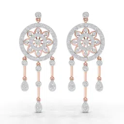 Sparkles 14k (585) Rose Gold Lab Grown Diamond 2.33 CT Dream catcher Diamond Earrings-image-80