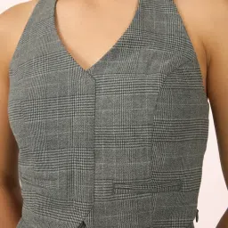 VIRGIO Grey Other Checks Sleeveless Top image 5