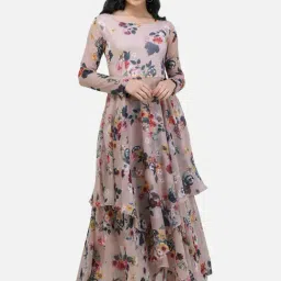 Cation Beige Floral Print Maxi Dress-image-20