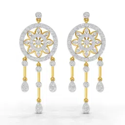 Sparkles 14k (585) Yellow Gold Lab Grown Diamond 2.33 CT Dream catcher Diamond Earrings image 1