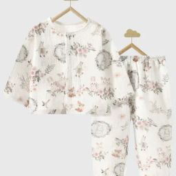 Little Surprise Box Kids Cream Relaxed Fit Printed Night Suit-picture-10