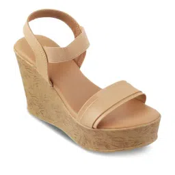 Tresmode Women's Beige Ankle Strap Wedges-picture-26