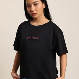 Bene Kleed Black Cotton Graphic Print T-Shirt-picture-48